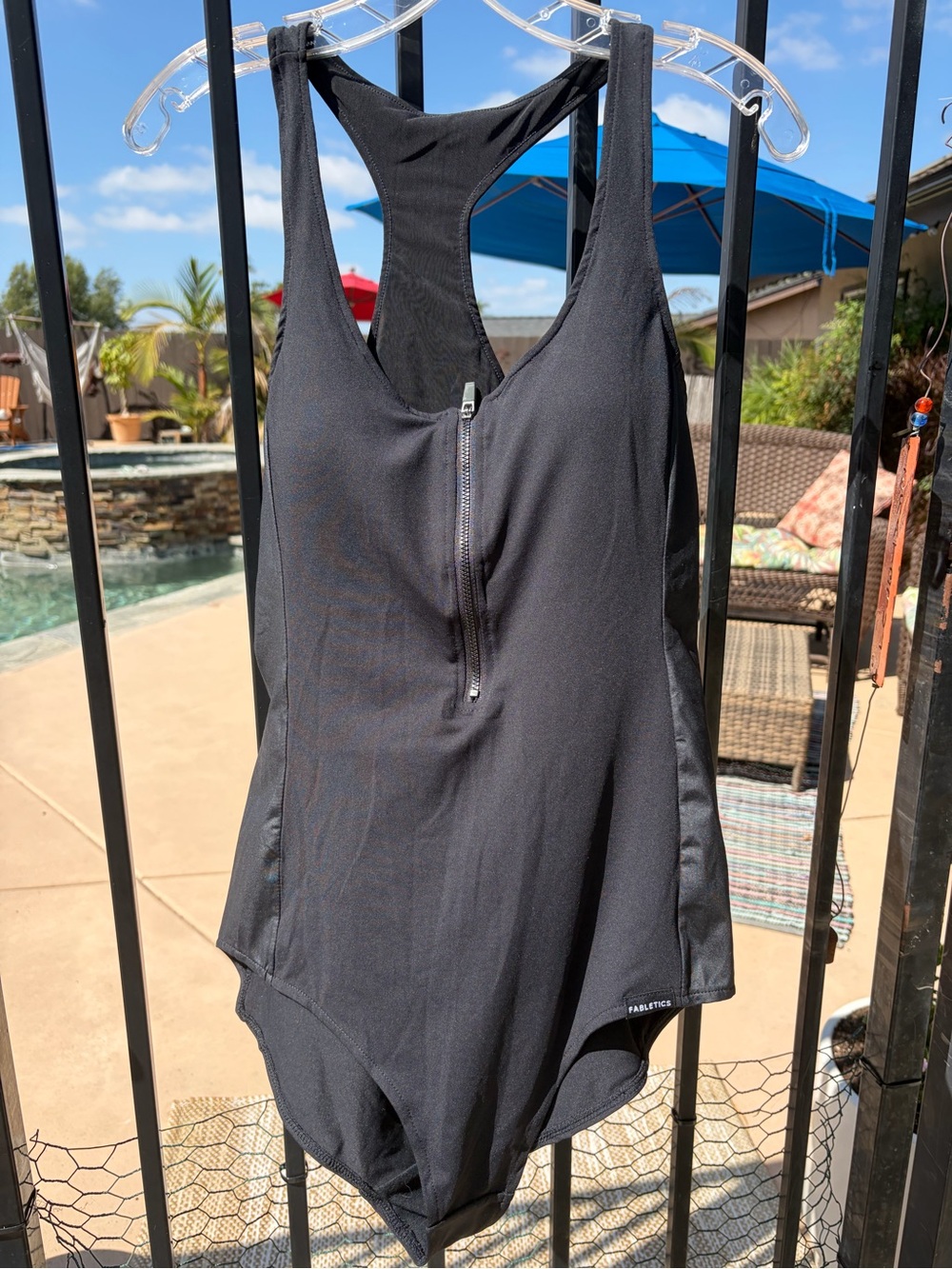Fabletics Women’s Black Zip-Front One-Piece Swimsuit